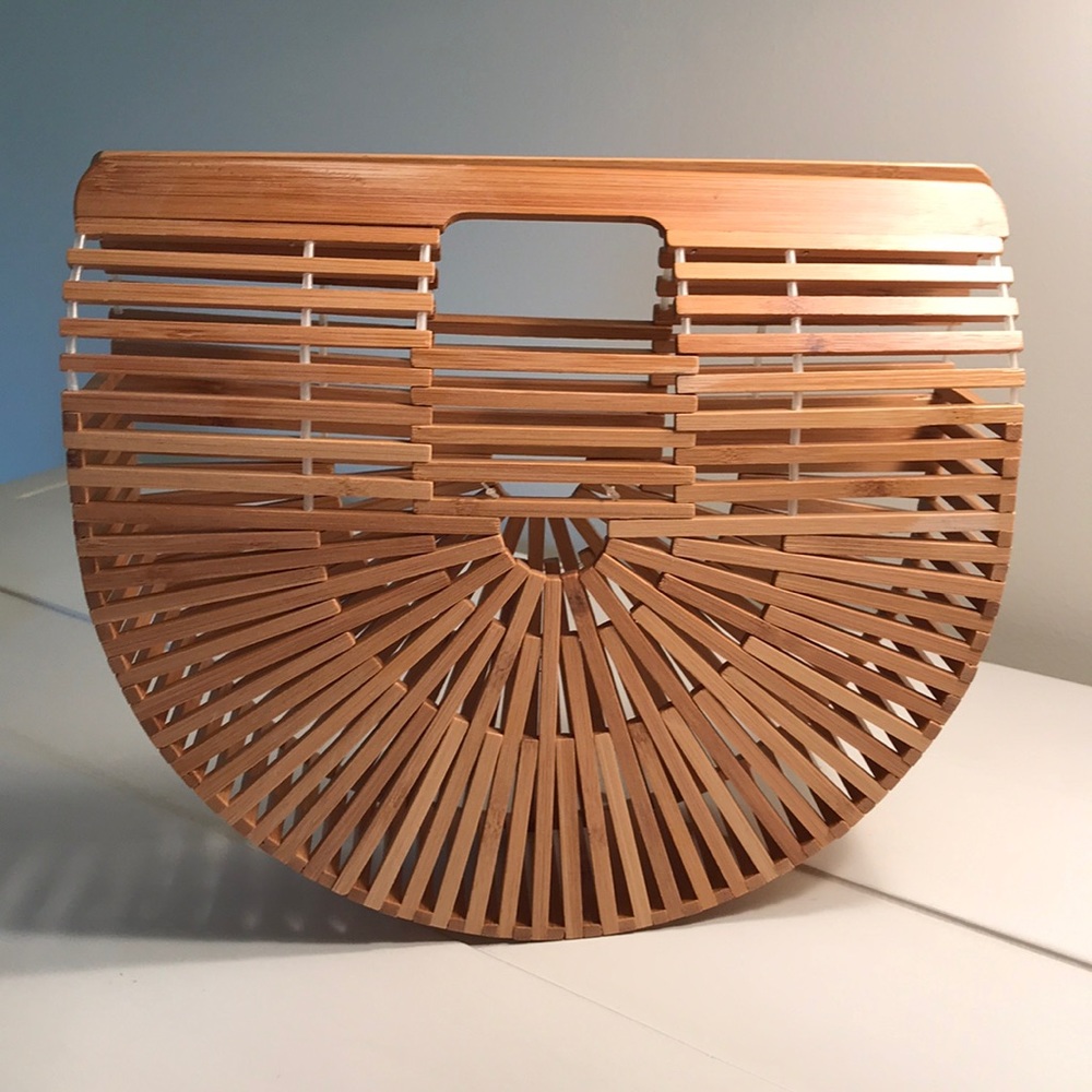 Bamboo clutch in natural/tan